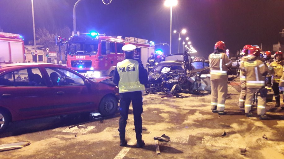 Miejsce sobotniego karambolu w Łodzi /KMP w Łodzi /Policja