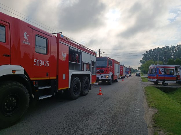 Miejsce wybuchu /KPP Staszów /Państwowa Straż Pożarna