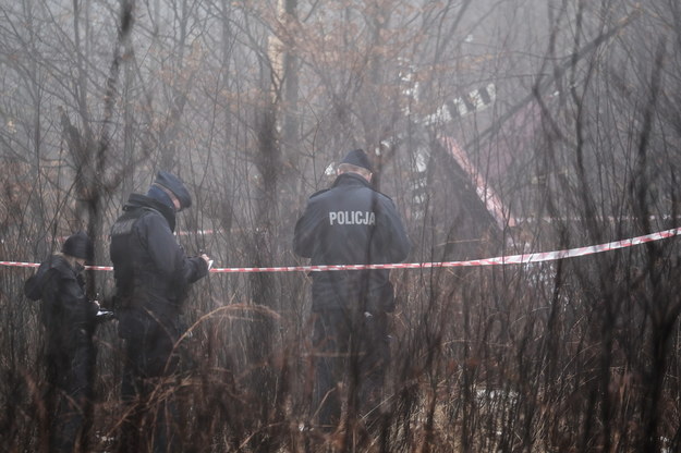Miejsce wypadku prywatnego śmigłowca w pobliżu rzeki Dokawy w okolicach Pszczyny /Andrzej Grygiel /PAP