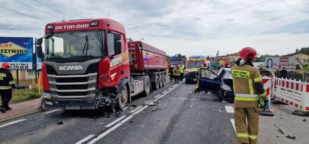 Miejsce wypadku w Lubieni /Państwowa Straż Pożarna