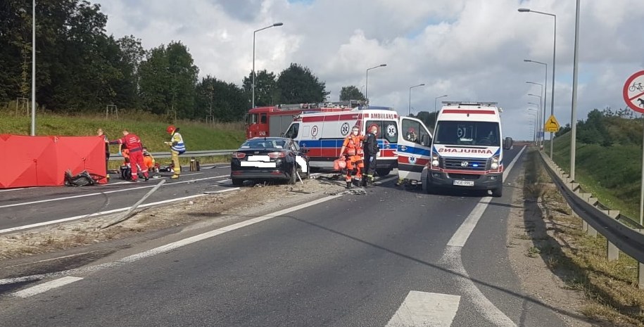 Miejsce wypadku /PSP Olecko /Państwowa Straż Pożarna