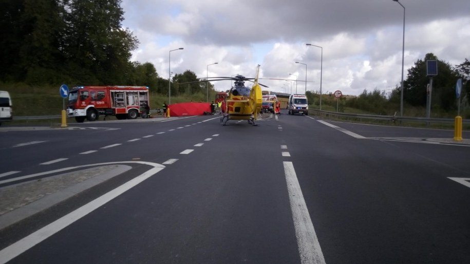 Miejsce wypadku /PSP Olecko /Państwowa Straż Pożarna