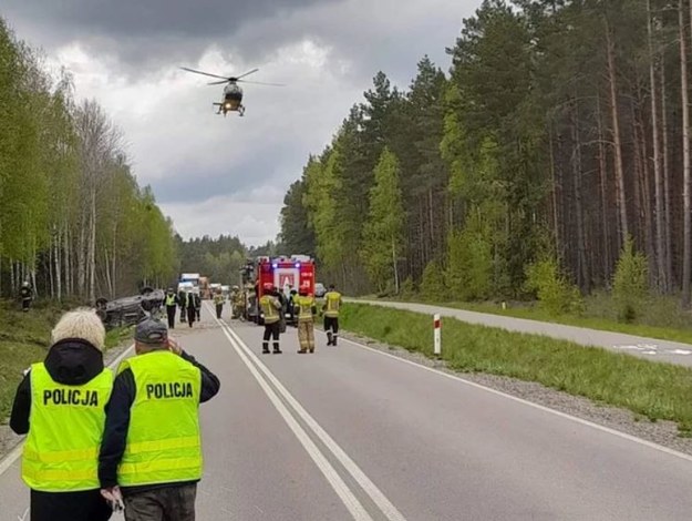 Miejsce wypadku /KPP Hajnówka /Policja