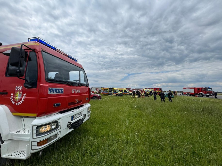 Miejsce wypadku /foto KM PSP Krosno  /Państwowa Straż Pożarna