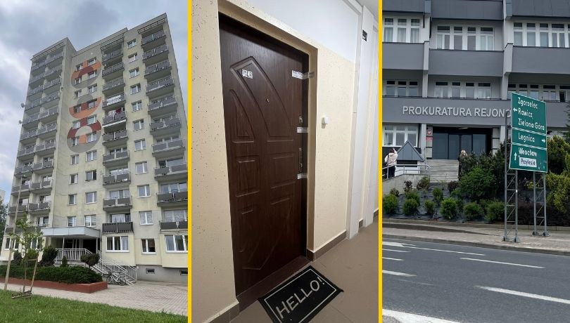 Miejsce zbrodni na osiedlu Przylesie w Lubinie oraz Prokuratura Rejonowa /Martyna Czerwińska RMF FM /RMF FM