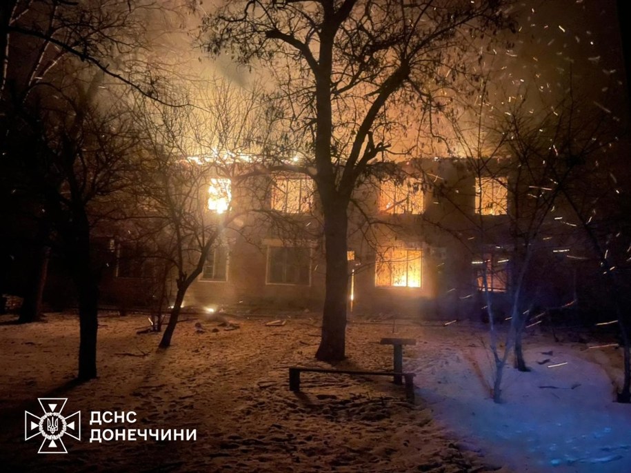 Miejscowość Drużkiwka w obwodzie donieckim w Ukrainie po ataku Rosji, 21 stycznia 2026 /Służba Ratownicza Ukrainy /Materiały prasowe