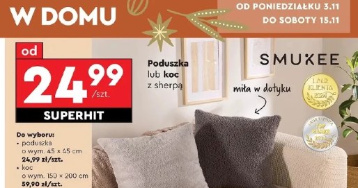 Miękkie koce i poduszki SMUKEE – już od 24,99 zł! /Biedronka /INTERIA.PL