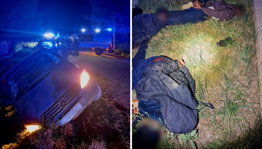 Migranci i przemytnik zatrzymani po szaleńczym pościgu. Zobacz nagranie 