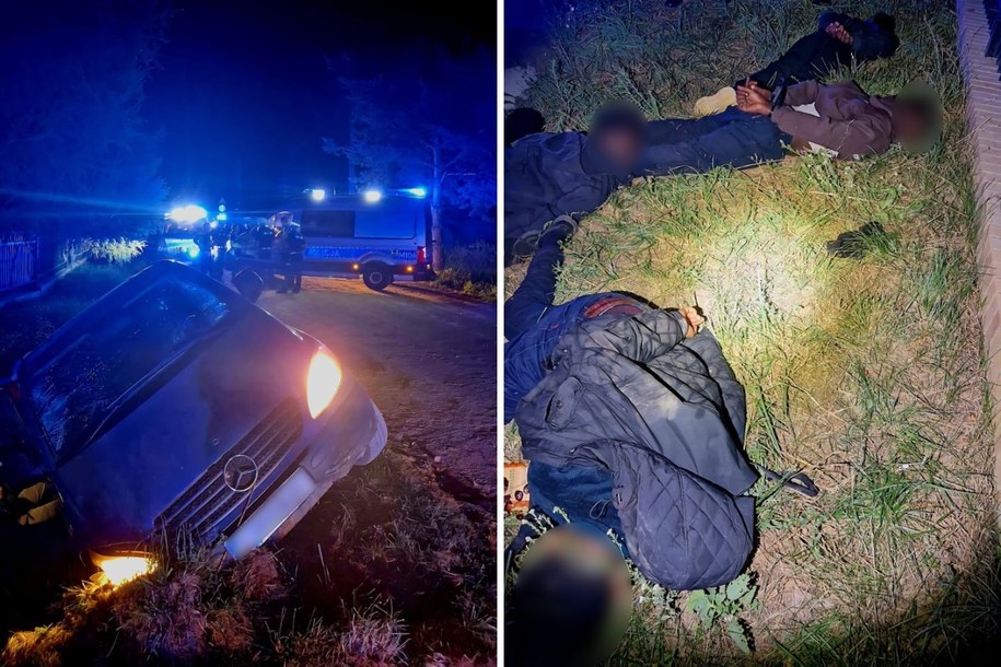 Migranci i przemytnik zatrzymani po szaleńczym pościgu /Podlaska Policja /