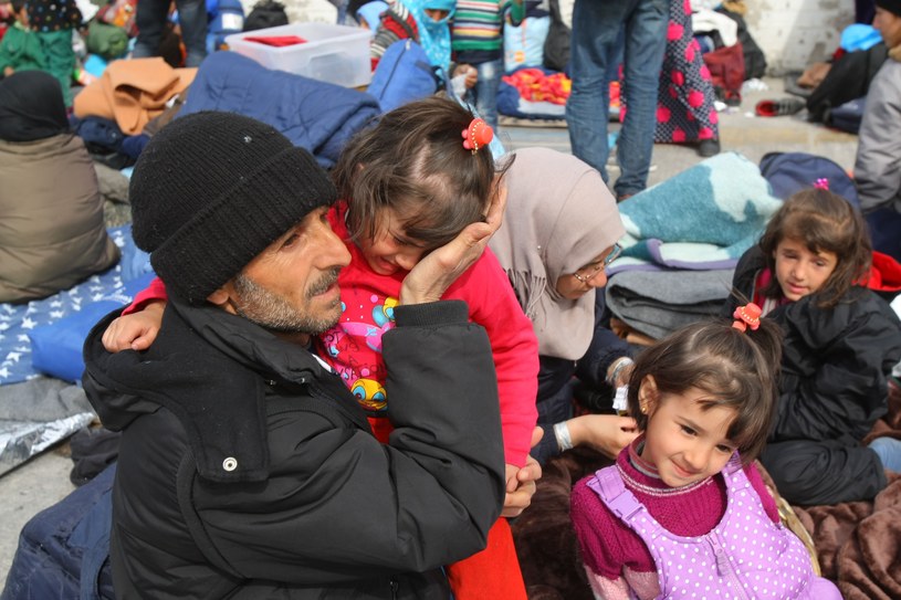 Migranci na greckiej wyspie Chios /Getty Images