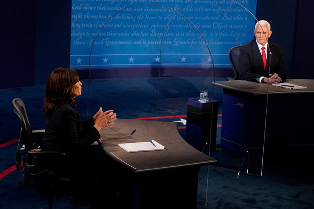Mike Pence i Kamala Harris w czasie debaty /Morry Gash / POOL /PAP/EPA