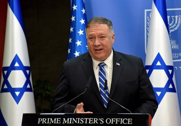 Mike Pompeo nagrał swoje przemówienie podczas oficjalnej wizyty w Izraelu /DEBBIE HILL / POOL /PAP/EPA