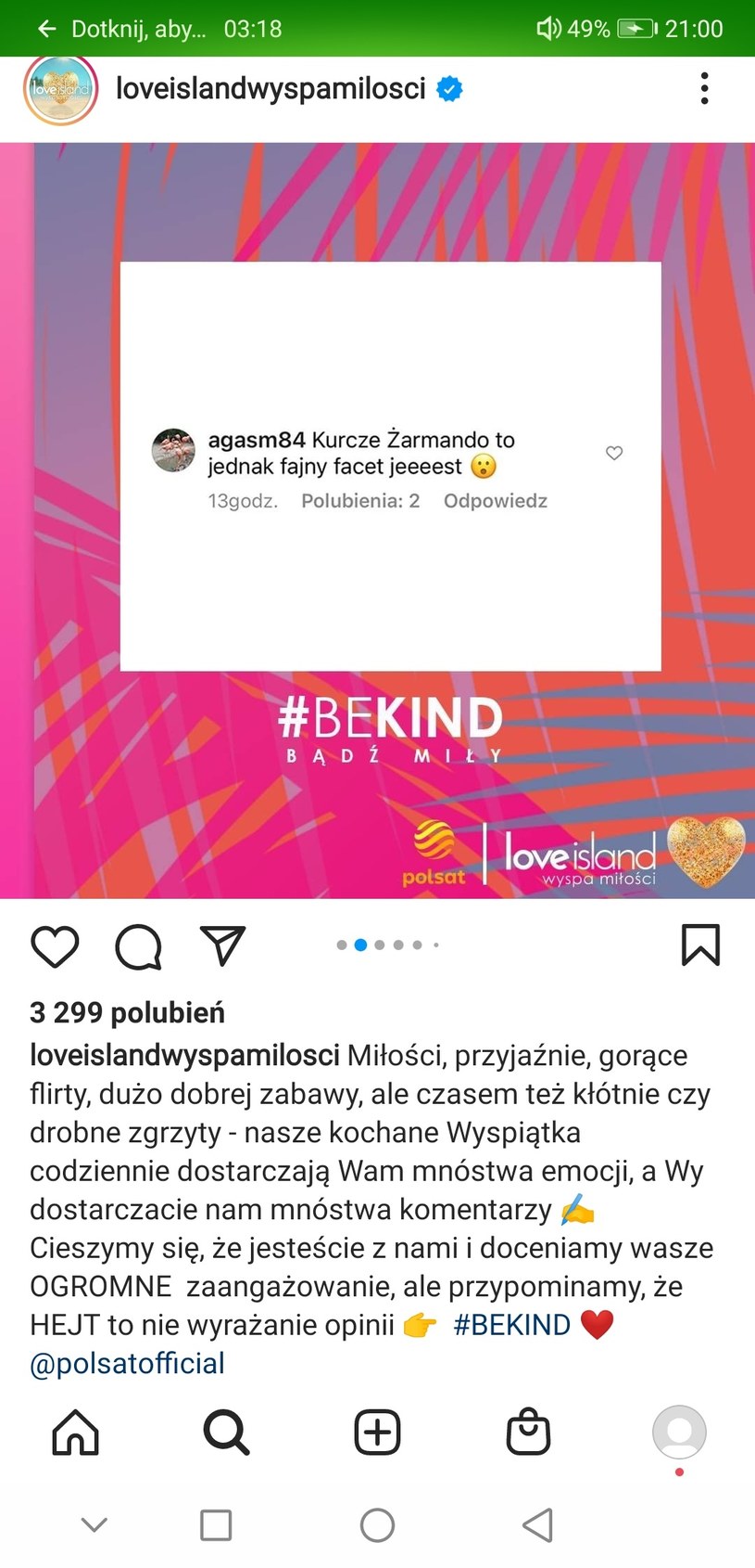 Miłe komentarze widzów zasługują na wyróżnienie /Instagram