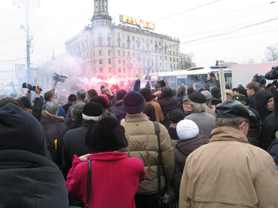 Milicja nie dopuściła do wiecu na ulicy Twerskiej w centrum Moskwy &nbsp; /Przemysaw Marzec /RMF FM