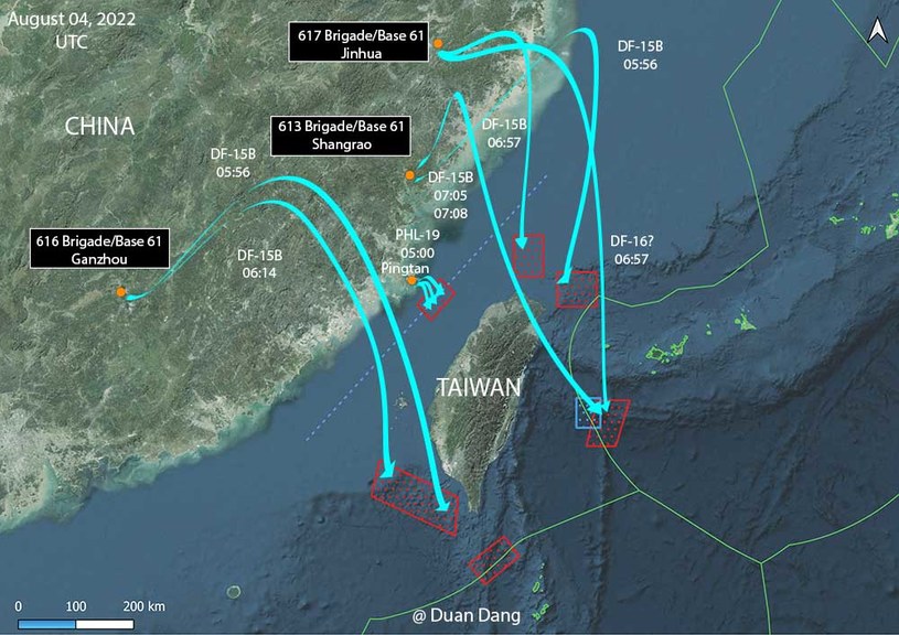 Militarne zastraszanie Tajwanu – chińskie rakiety przelatują nad wyspą