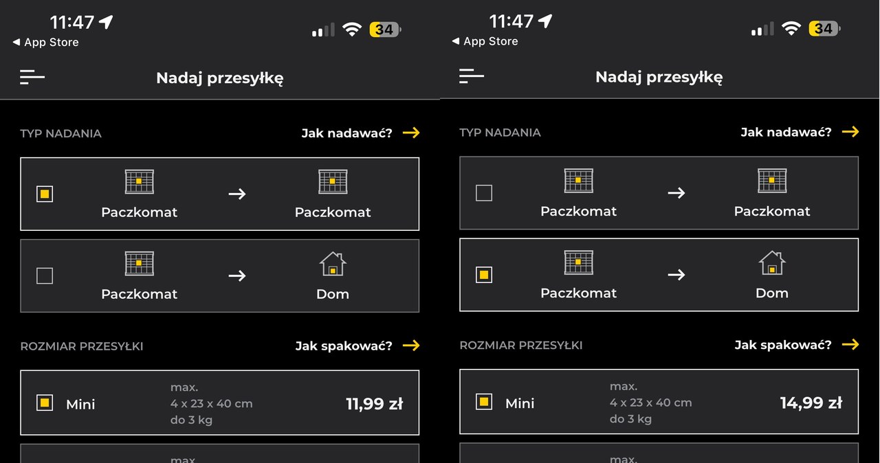 Mini Paczka jest już dostępna w aplikacji InPost Mobile. /Dawid Długosz /INTERIA.PL