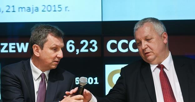 Minister administracji Andrzej Halicki (L) i prezes Poczty Polskiej Jerzy Jóźkowiak /PAP