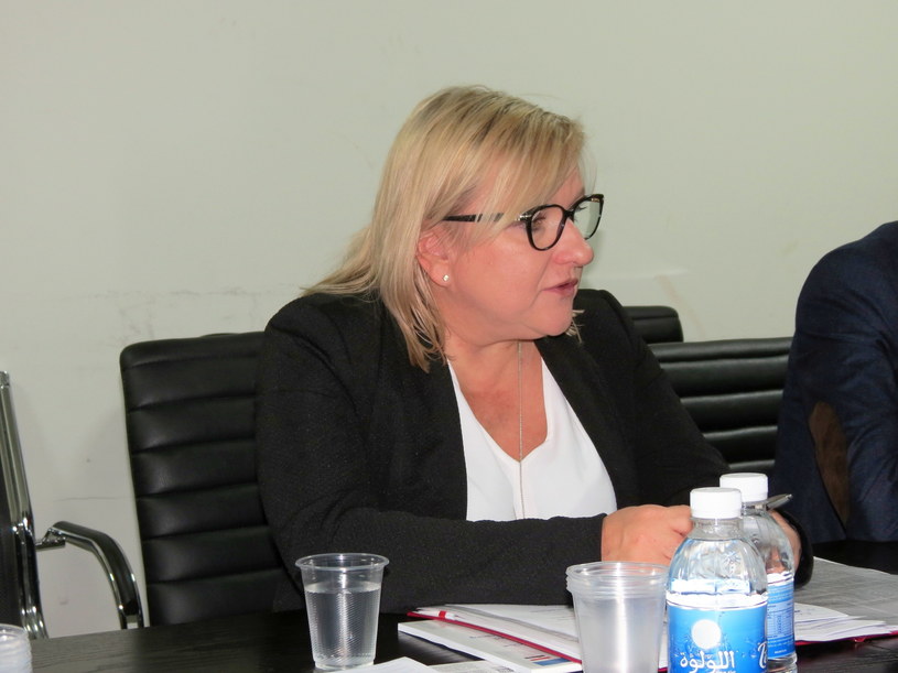 Minister ds. pomocy humanitarnej Beata Kempa podczas spotkania z przedstawicielami ONZ w Bagdadzie /Witold Repetowicz /PAP