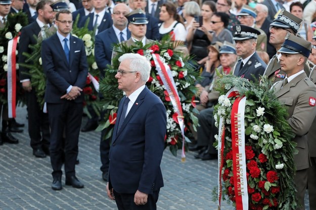 Minister spraw zagranicznych Polski Jacek Czaputowicz podczas uroczystości przed pomnikiem Powstania Warszawskiego /Paweł Supernak /PAP