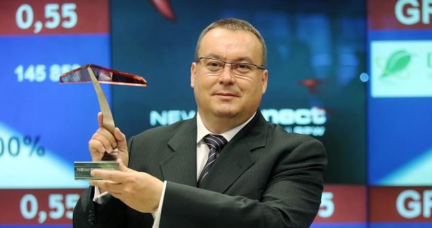 Mirosław Borucki, prezes DBB Green Energy, w treakcie debiutu na NewConnect /PAP