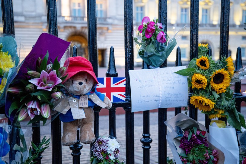 Miś Paddington i kwiaty na bramie Pałacu Buckingham /Hesther Ng/SOPA Images /Getty Images