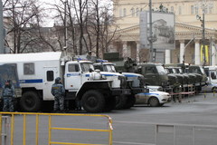 Mobilizacja policji i oddziałów OMON w centrum Moskwy