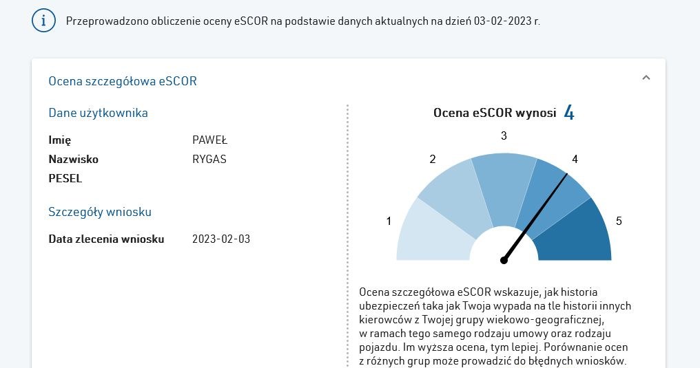 Moja ocena w systemie eSCOR /