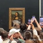 Mona Lisa obrzucona tortem przez mężczyznę przebranego za kobietę