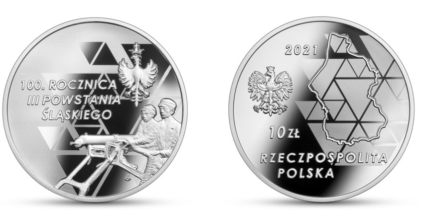 Moneta kolekcjonerska NBP: "100. rocznica III Powstania Śląskiego" - (rewers (L) i awers (P) /NBP