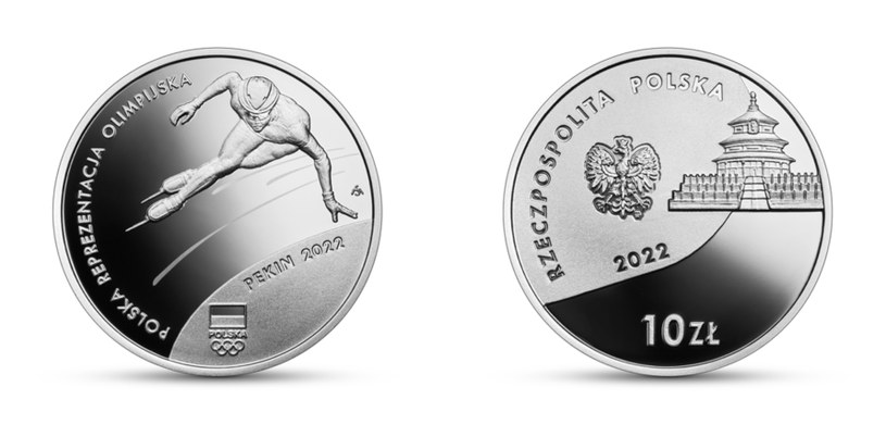 Moneta kolekcjonerska NBP: "Polska Reprezentacja Olimpijska Pekin 2022", 10 zł, rewers (L) i (P) /NBP