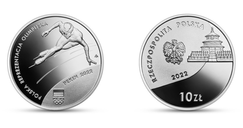 Moneta kolekcjonerska NBP: "Polska Reprezentacja Olimpijska Pekin 2022", 10 zł, rewers (L) i (P) /NBP
