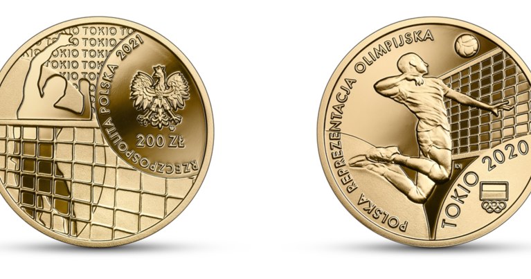 Moneta kolekcjonerska NBP: Polska Reprezentacja Olimpijska Tokio 2020, 200 zł, awers (L) i rewers (P) /NBP