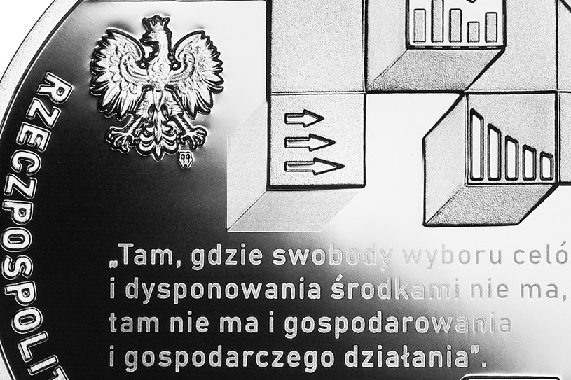Moneta kolekcjonerska NBP: "Wielcy polscy ekonomiści" - "Edward Taylor" - szczegół awersu /NBP