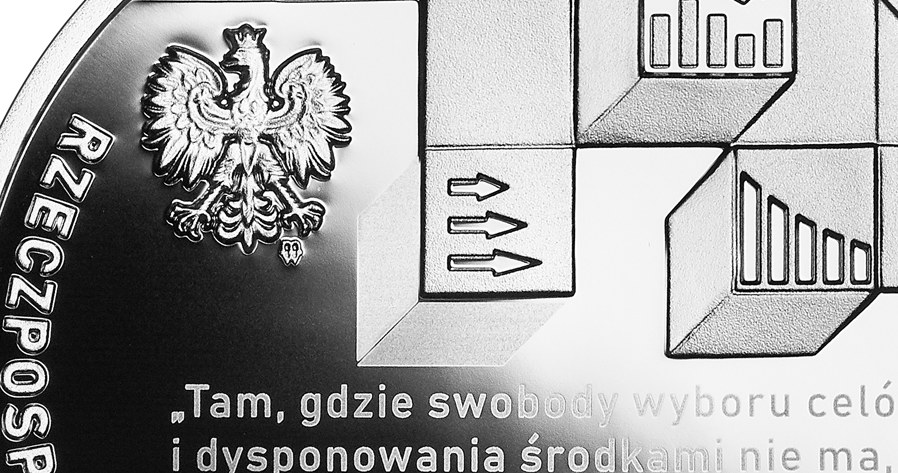 Moneta kolekcjonerska NBP: "Wielcy polscy ekonomiści" - "Edward Taylor" - szczegół awersu /NBP