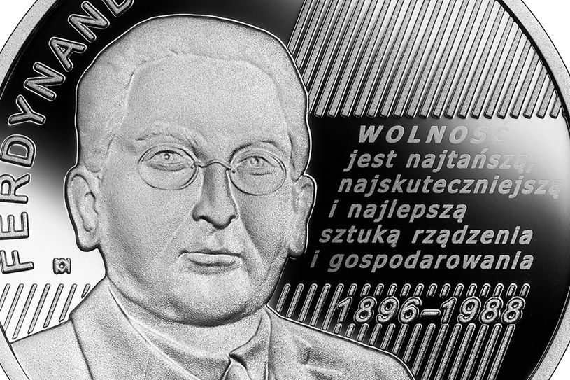 Moneta kolekcjonerska NBP: Wielcy polscy ekonomiści - Ferdynand Zweig, 10 zł, detal rewersu /NBP