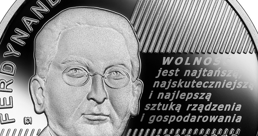 Moneta kolekcjonerska NBP: Wielcy polscy ekonomiści - Ferdynand Zweig, 10 zł, detal rewersu /NBP
