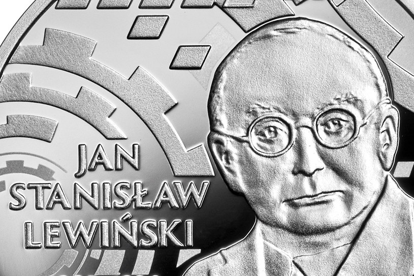Moneta kolekcjonerska NBP z serii "Wielcy polscy ekonomiści" - "Stanisław Lewiński", 10 zł, detal rewersu /NBP