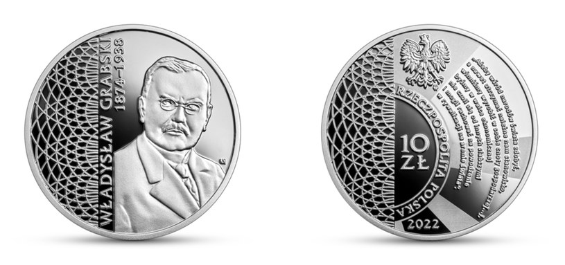 Moneta kolekcjonerska NBP z serii "Wielcy polscy ekonomiści" - "Władysław Grabski", rewers (L) i awers (P) /NBP