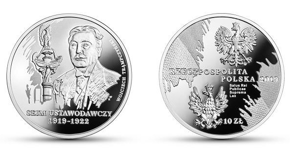 Moneta "Sejm Ustawodawczy 1919-1922", 10 zł, rewers (L) i awers (P) /NBP