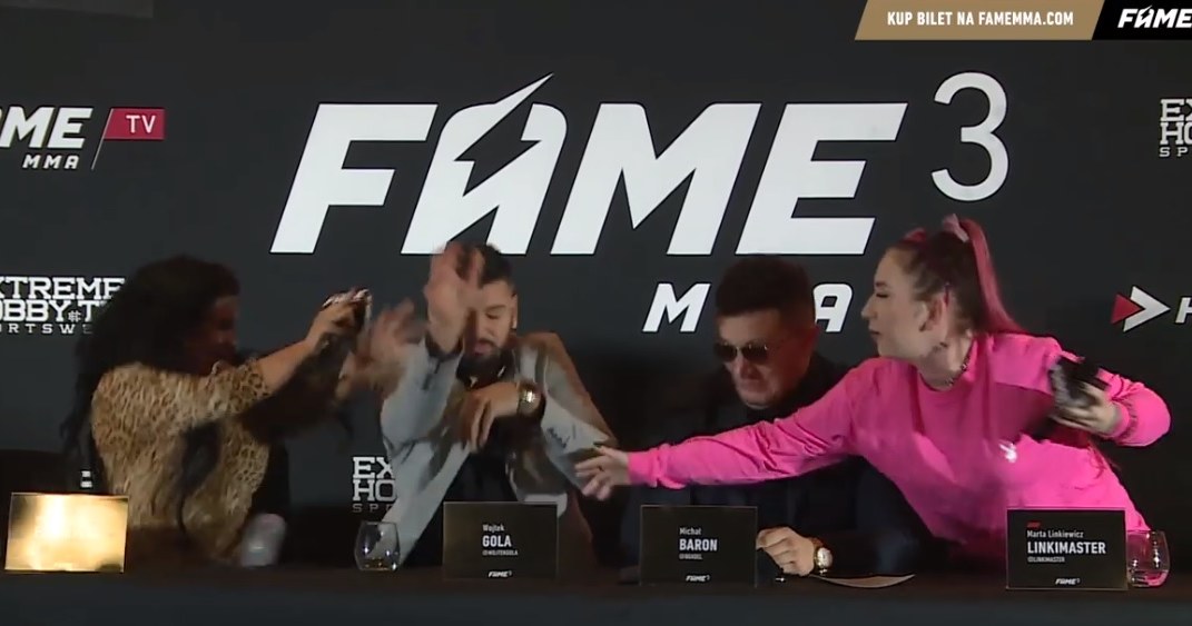 Monika 'Esmeralda' Godlewska i Marta Linkiewicz na konferencji gali FAME MMA 3 /YouTube /materiał zewnętrzny