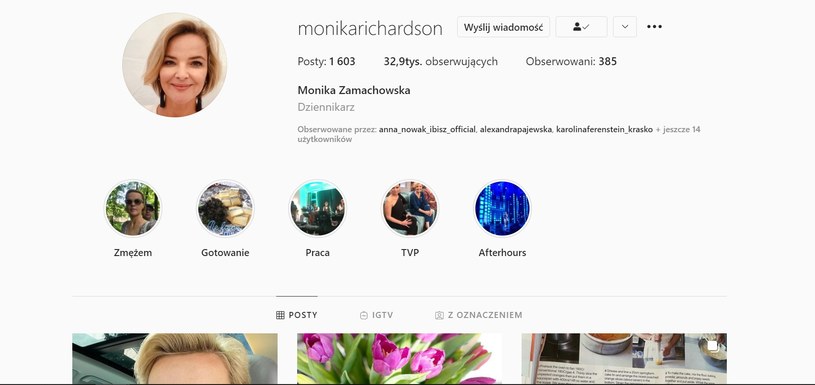 Monika już zmieniła nazwę na Instagramie! /Żródło: instagram.com/monikarichardson/ /Instagram