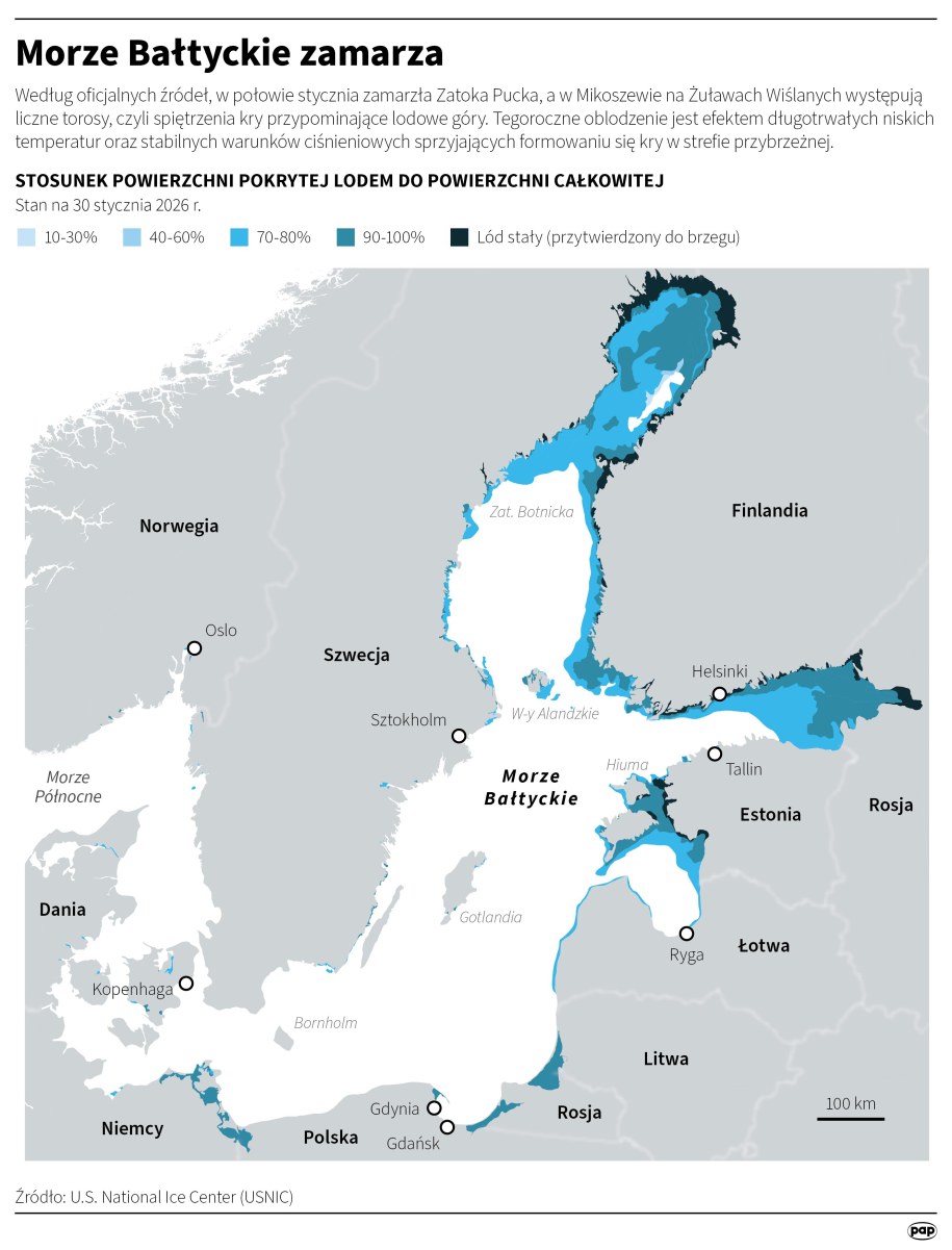 Morze Bałtycki zamarza /Mateusz Krymski /PAP