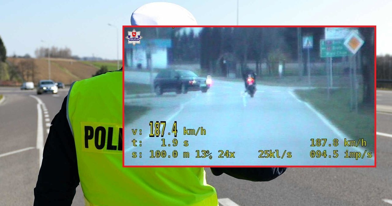 Motocyklista pędził z prędkością 187 km/h w terenie zabudowanym. /Łukasz Solski / East News/ Policja Lubelska /