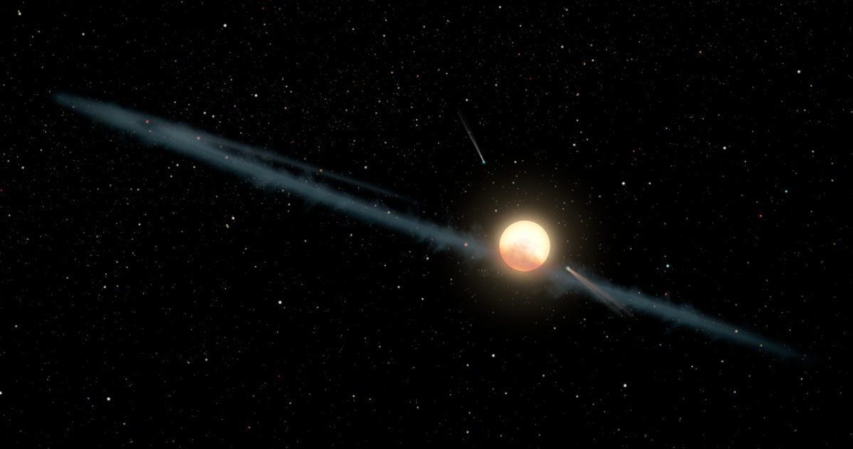 Możliwe wyjaśnienie spadków jasności KIC 8462852 - dysk pyłowy wokół gwiazdy /NASA
