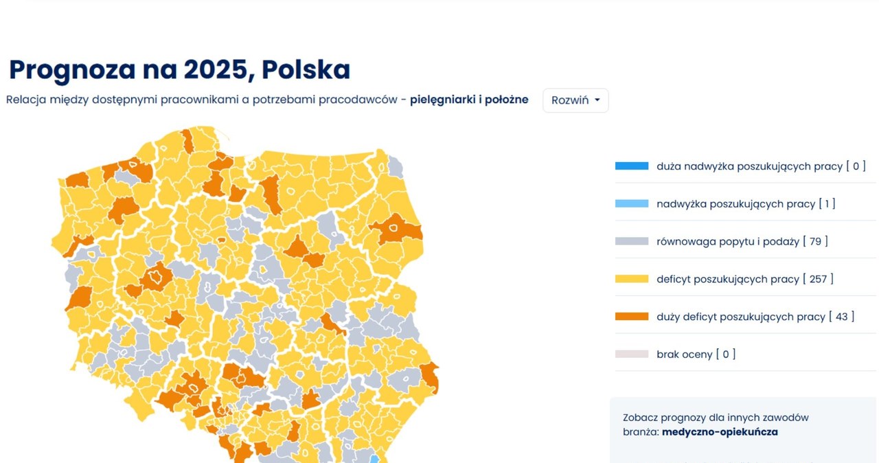 MRPiPS przygotowało specjalny "Barometr Zawodów", dane wskazują, że 2025 r. pogłębi się problem ze znalezieniem wykwalifikowanej pielęgniarki /Ministerstwo Rodziny i Polityki Społecznej /materiał zewnętrzny