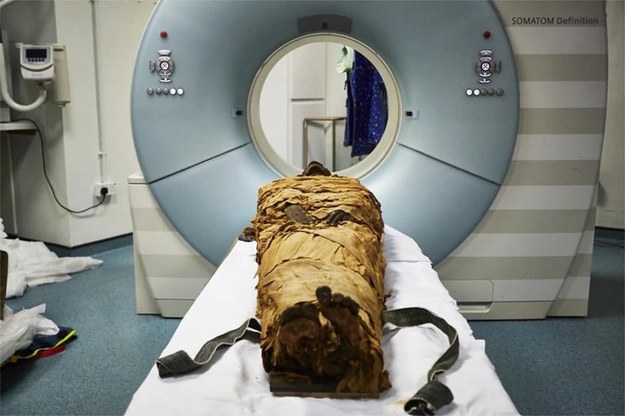 Mumia Nesyamuna przed badaniem w tomografie komputerowym /© Leeds Teaching Hospitals/Leeds Museums and Galleries. /Materiały prasowe