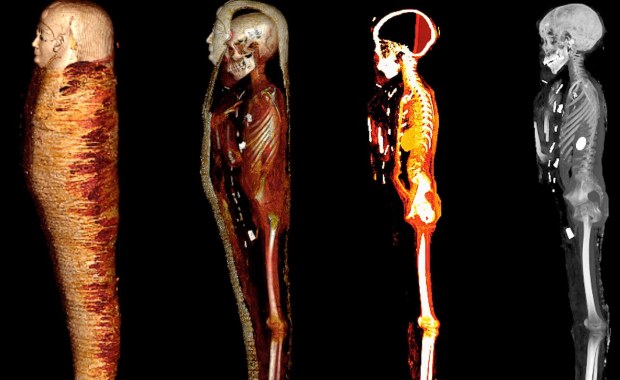 Mumia "złotego chłopca" i 49 amuletów