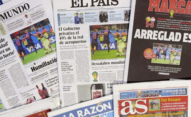 Mundial 2014: Hiszpańskie media: Inauguracja mistrza jak zły sen 