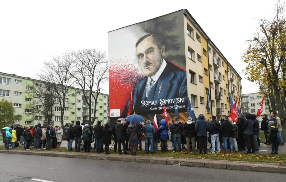 Mural z wizerunkiem Romana Dmowskiego /Michał Zieliński  /PAP