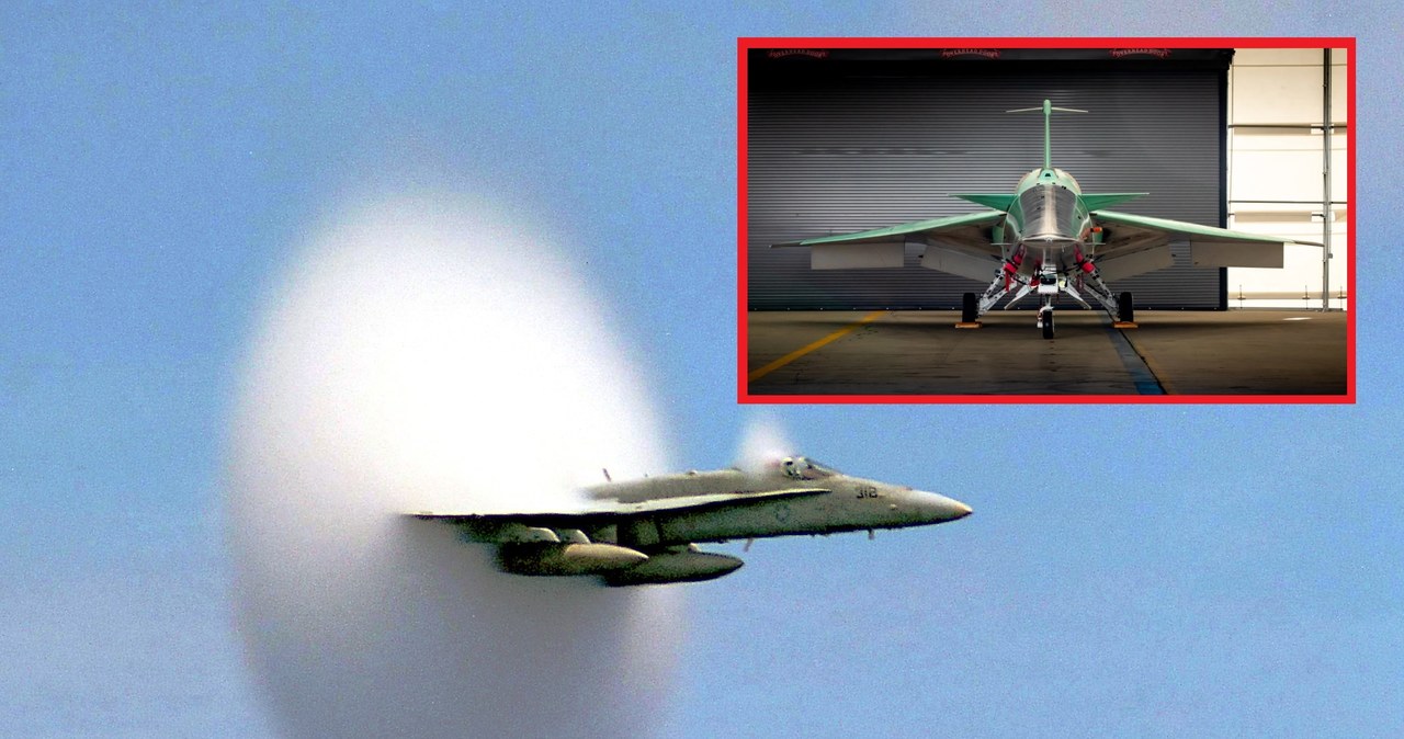 Myśliwiec F/A-18 Hornet zbliżający się do prędkości dźwięku. Widoczny obłok Prandtla-Glauerta /Ensign John Gay, U.S. Navy /Wikimedia